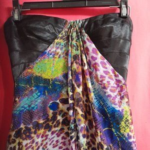 3/4 Strapless Chiffon Maxi Dress - Hailey Logan by Adrianna Papell